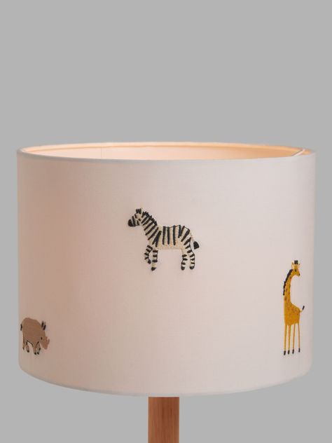 John Lewis Kids' Safari Embroided Ceiling and Lampshade, Dia.25cm Embroider Lamp Shade, Embroidered Lamp Shade, Nursery Lampshade, Bedroom Lampshade, Floor Lamp Base, Ceiling Lamp Shades, Shell Station, Gloucester, Room Themes