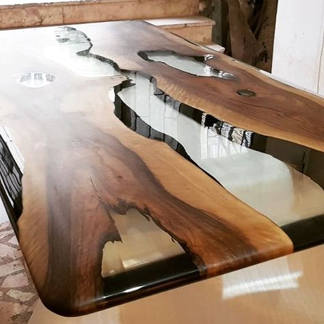 Wood Resin Table, Eating Table, Wood Table Design, Hall Furniture, Small Kitchens, Epoxy Resin Table, Resin Furniture, Top Ideas, Dining Table Top