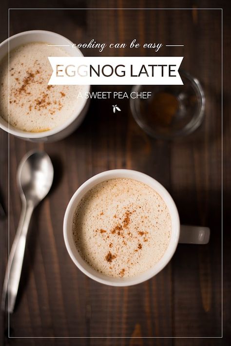 (Better Than Starbucks!) Homemade Eggnog Latte | Here's a tasty eggnog latte recipe that’s better and healthier than the Starbucks eggnog latte recipe. And it's so easy to make a latte at home even without an espresso maker! | A Sweet Pea Chef #eggnoglatte #latte Egg Nog Latte, Eggnog Latte Recipe, Eggnog Latte, Easy Eggnog, Latte At Home, Homemade Eggnog, Eggnog Recipe, Egg Nog, Latte Recipe