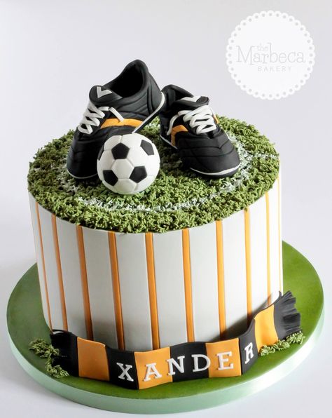 The Marbeca Bakery Soccer Cake Ideas, Soccer Birthday Cakes, Football Birthday Cake, New Birthday Cake, Soccer Cake, Sport Cakes, Football Cake, Gateaux Cake, Birthday Cakes For Men