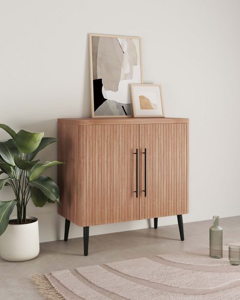 You'll love the George Oliver Cabbar Mid-Century Modern Accent Cabinet at Wayfair - Great Deals on all products with Free Shipping on most stuff, even the big stuff. Modern Nostalgia, Mid Century Modern Cabinets, Cubby Shelves, Storage Furniture Living Room, Shaker Style Doors, Sofa End Tables, 2 Shelves, Manhattan Comfort, Cabin Design