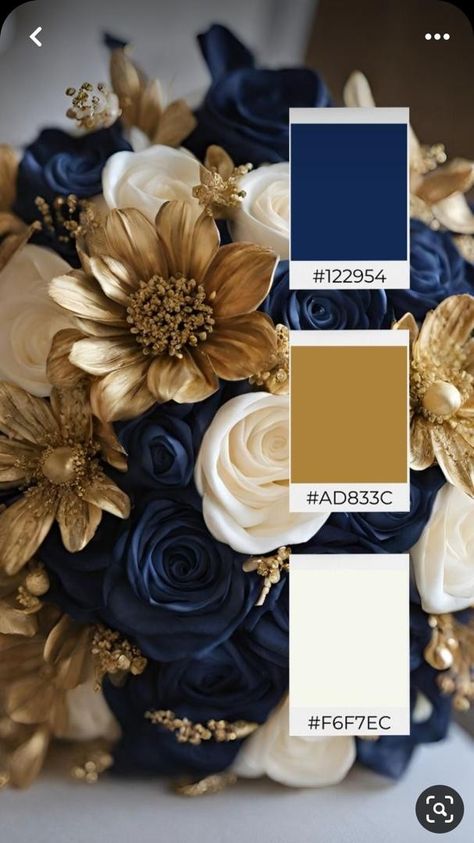 Navy Bronze Color Palette, Navy Gold Color Scheme, Good And Navy Blue Wedding, 4 Colour Combos, Midnight Blue And Gold Color Palette, Gold And Blue Color Scheme, Wedding Color Schemes Blue And Gold, Colors That Pair With Navy Blue, Blue Colour Scheme Wedding