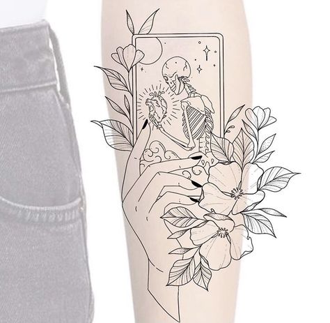 Lover Of The Moon, Tarot Card Tattoo Design, Gothic Tattoos, Work Illustration, Tarot Tattoo, Tarot Card Tattoo, Card Tattoo Designs, Choose Her, Skeleton Tattoos