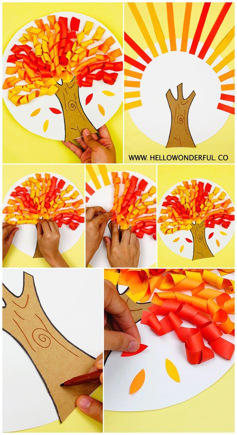 Autumn Paper Crafts For Kids, Autumn Activity For Kids, Autumn Arts And Crafts For Kids, Autumn Diy Kids, Autumn Art For Kids, Autumn Paper Crafts, Autumn Tree Craft, Paper Tree Craft, Fall Tree Craft