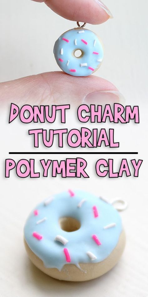 Donut Charm Tutorial | Polymer Clay | Woo! Jr. Kids Activities Easy Clay Ideas, Polymer Clay Donut, Working With Polymer Clay, Clay Donut, Tutorial Polymer Clay, Polymer Clay Beads Diy, Clay Crafts For Kids, Clay Keychain, Children's Activities