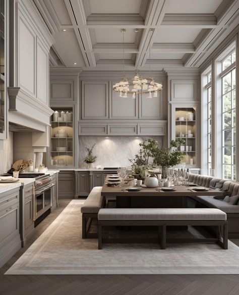 Neo Classic Kitchen, Trendy Kitchen Design, Unique Kitchen Design, Elegant Kitchen Design, Coffee Shop Interior Design, Dream Kitchens Design, Gray Kitchen, Trends For 2024, Kitchen Design Trends