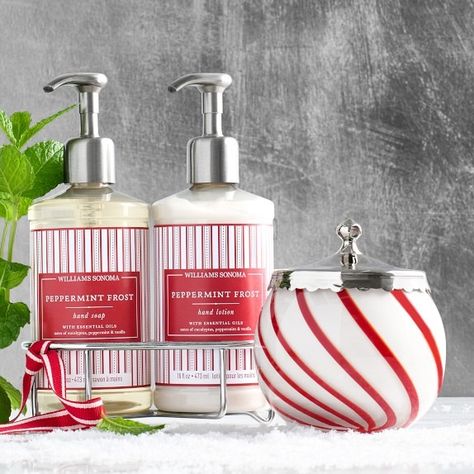 Christmas Preview | Williams Sonoma Hand Washing Technique, Peppermint Candles, Peppermint Eucalyptus, Essential Oils Collection, Holiday Greenery, Holiday Mood, Botanical Oils, Holiday Candles, Natural Moisturizer