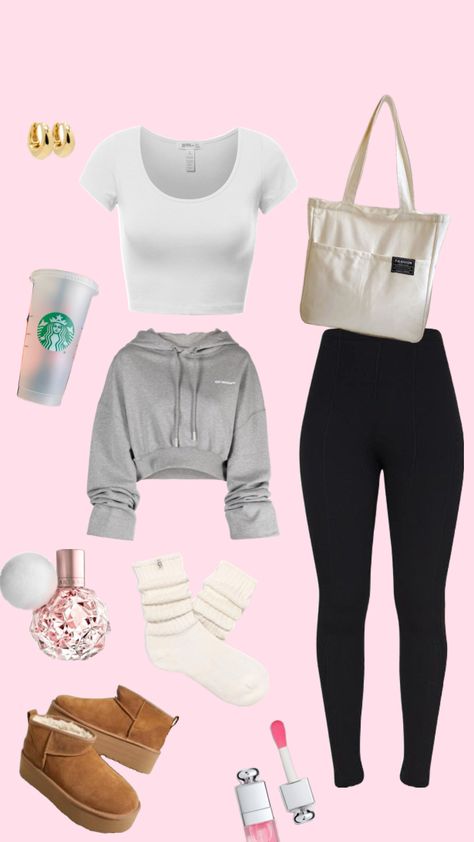 #outfitinspo #leggingsoutfit #croppedhoodie #croppedhoodieoutfit #shopperbag #uggs #cozy #lazy #comfy #comfyoutfit #arianagrandeperfume #ootd #comfyootd Ootd