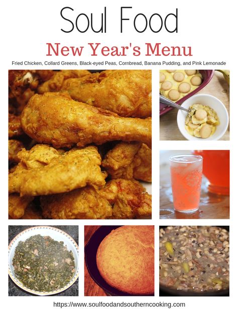 New Years Tradition Food, New Years Recipes, Soul Food Menu, Easy Banana Pudding Recipe, Easy Banana Pudding, Southern Dinner, New Years Dinner, Honey Baked Ham, Homemade Cornbread