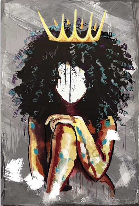 Crown Painting, American Wall Art, Stickers Face, African American Wall Art, Afrique Art, Afrikaanse Kunst, African Art Paintings, Afrocentric Art, Black Art Painting