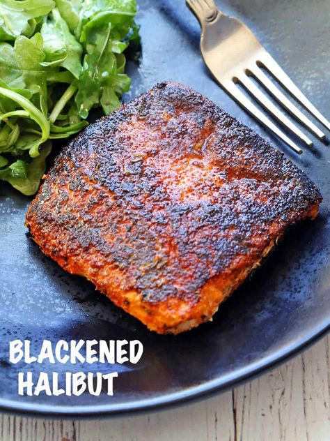 This blackened halibut is so delicious! The inside of the fish is tender and flaky while the outside is crusty and well-seasoned. Pesto Halibut Recipes, Halibut Air Fryer Recipes, Blackened Halibut, Best Halibut Recipes, Halibut Recipes Healthy, Grilled Halibut Recipes, Halibut Tacos, Halibut Recipe, Grilled Fish Recipes