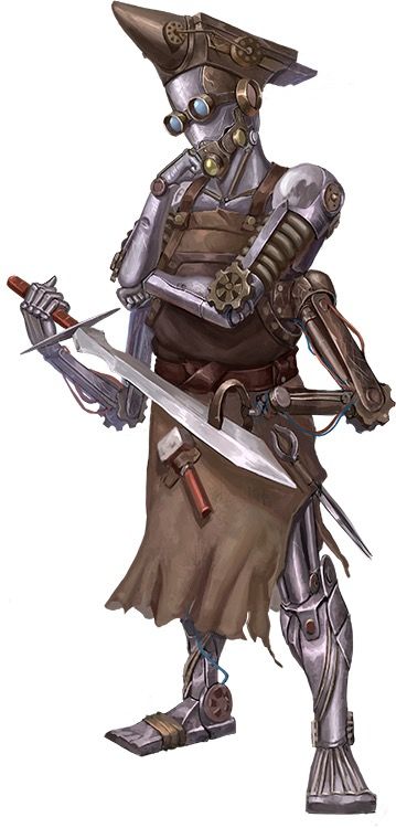 Pathfinder Clockwork, Clockwork Fantasy Art, Clockwork Artificer, Automaton Character Design, Automaton Fantasy Art, Clockwork Golem, Fantasy Mechanic, Steampunk Artificer, Steampunk Automaton