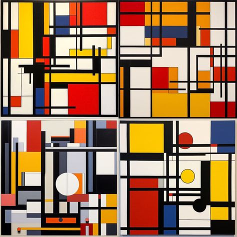 De Stijl style in Midjourney AI (V5.1, V5, V4, niji 5) | Genres + Art Movements | Art Movements + Epoques | Art movement | De Stijl, Dutch for "The Style", also known as Neoplasticism, was a Dutch art movement founded in 1917 in Leiden. De Stijl consisted of artists and architects. In a more narrow sense, the term De Stijl is used to refer to a body of work from 1917 to 1931 founded in the Netherlands. | Andrei Kovalev's Midlibrary Neoplasticism Art, Chris Burkard, Phad Painting, Theo Van Doesburg, Dutch Art, Guy Bourdin, Art Movements, Hieronymus Bosch, Found Object Art