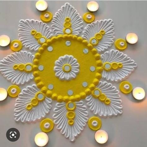 Simple White Rangoli Designs, Navratri Rangoli Design Simple, Beautiful Rangoli Designs Latest Easy, Sathiya Design Rangoli, Easy And Beautiful Rangoli Designs, White Rangoli Design Simple, Easy Rangoli Ideas Simple, Very Easy Rangoli Designs Diwali, Aesthetic Rangoli Designs