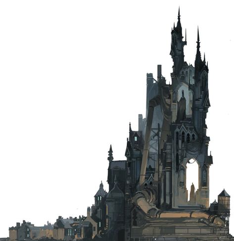 Castle Concept Art, Monument Ideas, Gothic Landscape, Ian Mcque, Gothic Castle, Outdoor Aesthetic, Cathedral Architecture, Putao, Landscape Concept