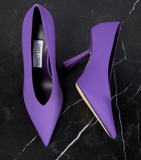 Maryanne 100 Pumps in Purple - Jimmy Choo | Mytheresa Jimmy Choo Pumps, Purple Leather, Patent Leather Pumps, Jimmy Choo Shoes, Slingback Pump, High Heel Pumps, Black Pumps, Black Sandals, A Box