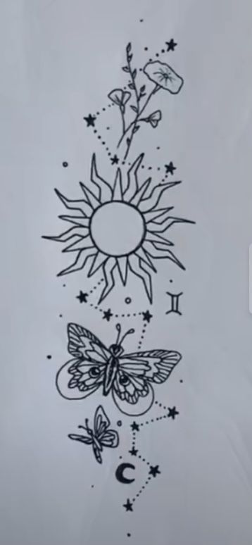 Hippie Drawing, Indie Tattoo, Stick Poke Tattoo, Flower Tat, Boho Tattoos, Trippy Drawings, Gemini Tattoo, Poke Tattoo, Star Tattoos