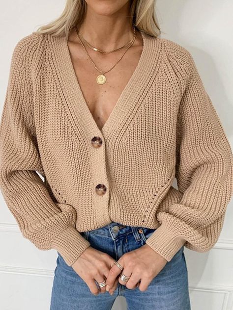 4d6e4749289c4ec58c0063a90deb3964desc42025798ri Winter Sweaters Oversized, Stile Boho Chic, Cardigan Plus Size, Cardigan Blazer, Puff Sleeve Cardigan, Pullover Mode, Solid Color Sweater, Áo Len Cardigan, Loose Cardigan