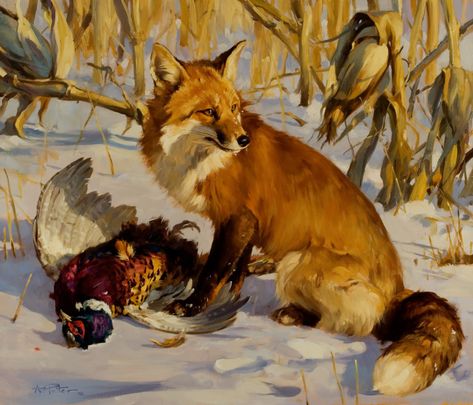 Student Painting, Western Artwork, Wildlife Artwork, Fox Painting, Animal Artwork, Animal Portraits, Wildlife Paintings, Creature Drawings, Fox Art