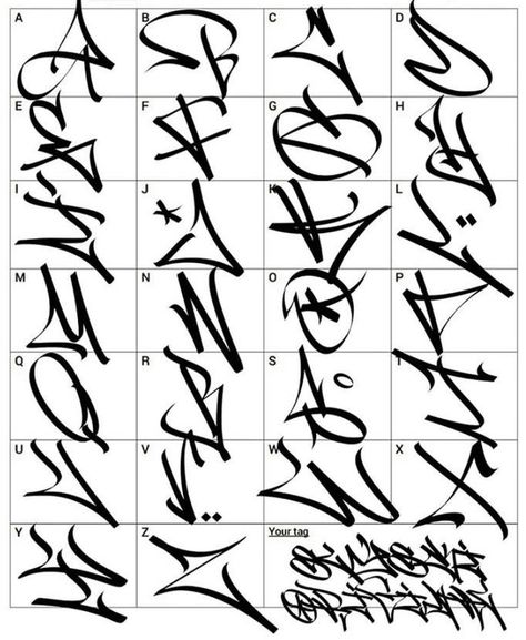 Tagging Alphabet Graffiti, Tag Graffiti Lettering Style, Tagging Alphabet, Graffiti Tag Alphabet, Throwies Graffiti Alphabet, Tagging Graffiti Ideas, Graffiti Symbols, Handstyle Graffiti, Pen Graffiti