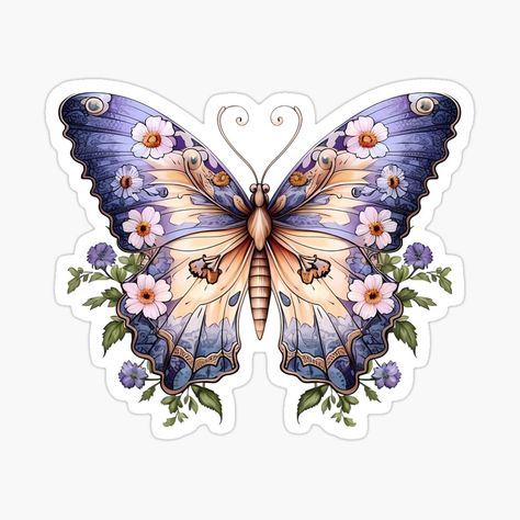 Get my art printed on awesome products. Support me at Redbubble #RBandME: https://www.redbubble.com/i/sticker/Flower-Butterfly-by-newtotem/162859637.EJUG5?asc=u Eid Cartoon, Butterfly Stickers Printable, Stickers Aesthetic Butterfly, Butterfly Stickers Aesthetic Printable Vintage, Diary Making, Cute Butterfly Stickers, Scrapbook Butterfly Stickers Printable, Journal Stickers Butterfly, Butterflies Stickers