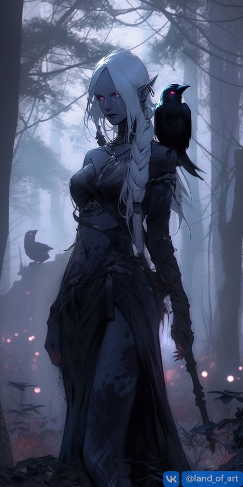 Shadow Kai Dnd, Shadar Kai Sorcerer, Shadow Woman Art, Dark Fey Art, Female Drow Dnd, Drow Pirate, Elf Necromancer, Shadar Kai Female, Drow Dnd