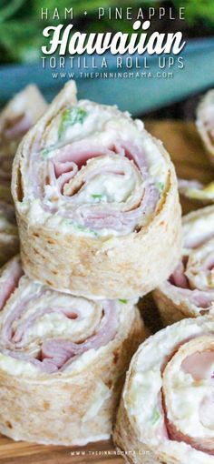 Ham & Pineapple Tortilla Roll Up Recipe - If you have never tried this., you have to! This is so good! Even my kids love this to be packed in their lunch box for an easy school lunch idea. Tortilla Roll Up, Ham And Pineapple, Ham Pineapple, Pinwheel Appetizers, Tortilla Rolls, Roll Ups Recipes, Bite Size Appetizers, Roll Ups Tortilla, Pinwheel Recipes