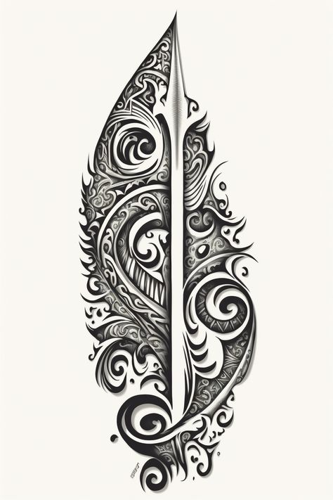 The Maori spearhead tattoo is a traditional Maori design that has been used for centuries. It is a powerful symbol of strength, courage, and protection. The spearhead is often associated with the warrior spirit, and it is a reminder of the strength and determination that is needed to overcome challenges. Aboriginal Tattoo Men, Warriors Tattoo For Women, Strength Tattoo Ideas Woman, Tattoos For Courage And Strength, Strength And Power Tattoos, Maori Tattoo Designs Forearm, Maori Warrior Tattoo, Maori Feather Tattoo, Warrior Woman Tattoo Strength