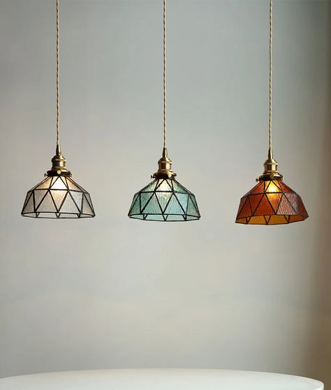 Glass Kitchen Pendant Lights, Stained Glass Pendant Light, Brass Lampshade, Tiffany Pendant Light, Stained Glass Pendant, Bedroom Wall Clock, Stained Glass Light, زجاج ملون, Lighting Chandelier