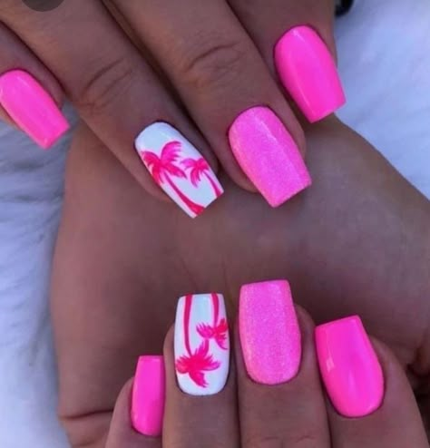 Healthy Toenails, Cruise Nails, Palm Tree Nails, Beach Nail Designs, Beachy Nails, Summer Nails Beach, Tropical Nails, Tree Nails, Vacation Nails