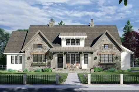 Modern-farmhouse House Plan - 4 Bedrooms, 3 Bath, 2655 Sq Ft Plan 38-555 Modern European Farmhouse, Farmhouse Craftsman, Dream Home Plans, House Exterior Ideas, European Farmhouse, Farmhouse Style House Plans, Farmhouse Plan, Farmhouse House, House Plans Farmhouse