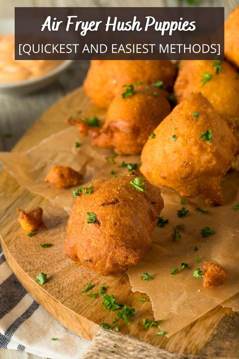 Air Fryer Hush Puppies Hushpuppy Recipes Air Fryer, Air Fryer Hush Puppies, Air Fryer Hush Puppies Recipe, Hush Puppies Air Fryer, Best Homemade Hushpuppies, Diy Hush Puppies, Baked Hush Puppies, Hush Puppies With Corn, Easy Hush Puppy Recipe