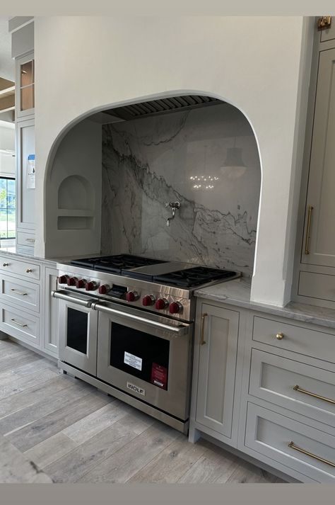 Arched Kitchen, Kitchen Vent Hood, Hood Ideas, Kitchen Vent, Lake House Kitchen, Vent Hood, Kitchen Hoods, Kitchen Reno, Lake House