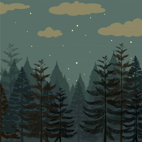 Forest At Night, Forest Drawing, Forest Silhouette, Cocoppa Wallpaper, Forest Illustration, Night Forest, Watch Wallpaper, Apple Watch Wallpaper, Forest Art