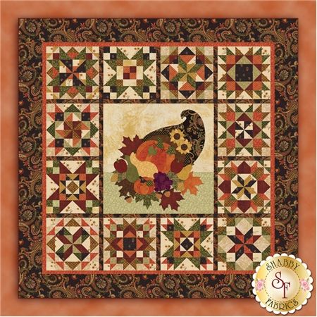 Give Thanks - Laser Cut Kit: Give Thanks is an beautiful Autumn-themed quilt designed by Jennifer Bosworth of Shabby Fabrics. This 63.5 Seasonal Quilts, Charm Pack Quilt Patterns, Fall Quilt Patterns, Charm Pack Quilt, Laser Cut Kit, Fat Quarter Quilt, Sampler Quilts, Applique Kit, Fall Quilts