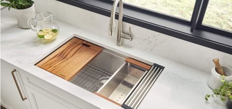 best-workstation-sinks-sebring-design-build The Galley Sink Workstation, Galley Kitchen Sink, Workstation Sinks, Ledge Kitchen Sinks, New Kitchen Sink, Galley Sink, No Pantry Solutions, Franke Sink, Kitchen Sink Design