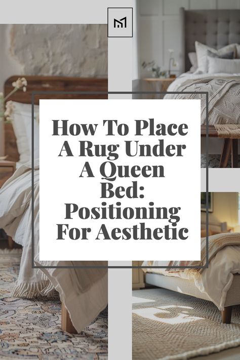 Learn how to place a rug under a queen bed to enhance your bedroom's aesthetics. Ideally, choose a rug large enough to extend beyond the sides and foot of the bed, creating a cozy border. A common choice is an 8’x10’ rug positioned horizontally under the bed, ensuring it peeks out on all sides for a balanced look. Size Rug Under Queen Bed, Rugs Around Bed, 8 X 10 Rug Under Queen Bed, Queen Bed With Rug, Bedroom Area Rugs Under Bed Farmhouse, Rug At End Of Bed, Under Bed Rugs, Rug Size Under Queen Bed, Rugs Under Queen Size Bed