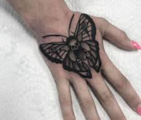 Deathhead Moth Tattoo, Moth Hand Tattoo, Deathhead Moth, Tattoo On Hand, Hand Tats, Moth Tattoo, Hand Tattoos For Women, Hand Tattoo, Skin Art