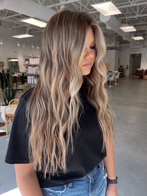 Full Highlight Brown Hair, Easy Blonde Balayage, Partial Highlights For Dark Hair With Money Piece, Grown In Blonde Hair, Dirty Brown Hair With Highlights, Ashy Highlights Brown Hair, Toffee Blonde Hair, Dirty Blonde Bayalage, Dirty Blonde Brown Hair