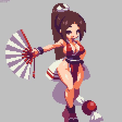 Shiranui Mai, Snk King Of Fighters, Piskel Art, Pixel Characters, Anime Pixel, Arte 8 Bits, 2160x3840 Wallpaper, 8bit Art, Cool Pixel Art