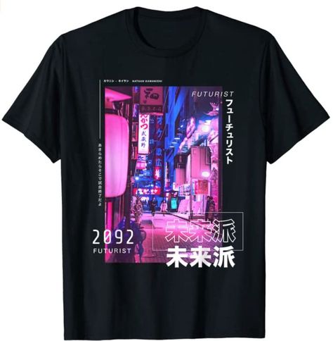 Tokyo Streetwear, Japanese Cyberpunk, Cyberpunk Tokyo, Streetwear Aesthetic, Japanese Aesthetic, Cyberpunk, Graphic Tee, Harajuku, Graphic T Shirt