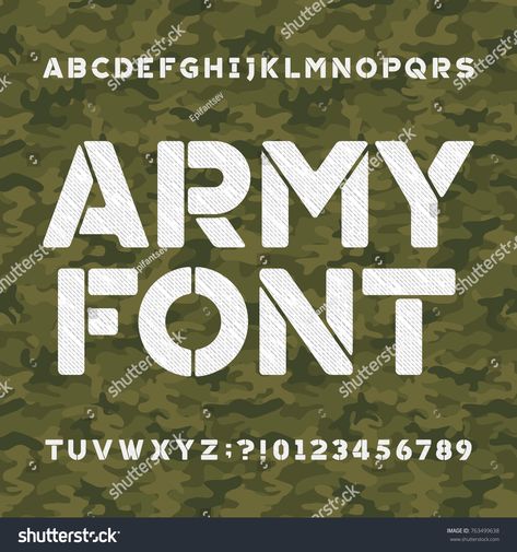 Army alphabet font. Scratched type letters and numbers on a green camo background. Vector typography for your design. Scratched#type#letters#Army Army Alphabet, Army Font, Camo Background, Vector Typography, Printable Alphabet Letters, Alphabet Font, Printable Alphabet, Alphabet Printables, Special Promotion