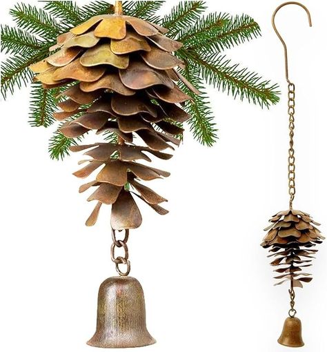 Amazon.com : Happy Gardens Pine Cone Ornament with Bells | Bronze Metal Fall Wind Chimes, Pine Cones Decorations | Decorative Hanging Ornaments, and Garden Decor : Patio, Lawn & Garden Pine Cones Decorations, Pine Cone Ornament, Pinecone Flowers, Pinecone Ornaments, Outdoor Living Decor, Pine Cone Decorations, Stone Statues, Bronze Metal, Pine Cone