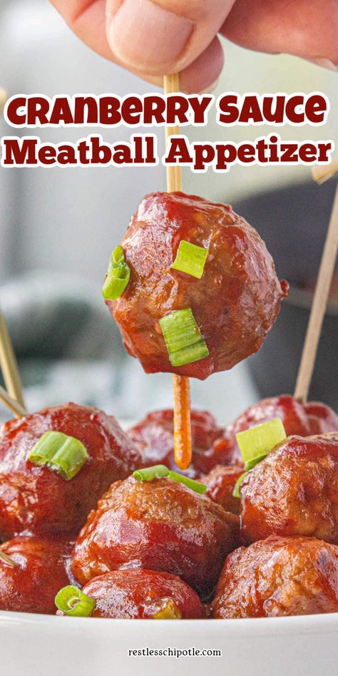 Sweet, tangy cranberry sauce meatball appetizers are perfect for holiday gatherings! Easy to make, delicious to eat, & always a crowd-pleaser! Cranberry Dipping Sauce Recipe, Crockpot Meatballs Cranberry Sauce, Meatball Crockpot Appetizer, Crock Pot Appetizers, Meatball Appetizer Recipes, Christmas Meatballs, Cranberry Sauce Meatballs, Meatball Appetizers, Meatballs Appetizer