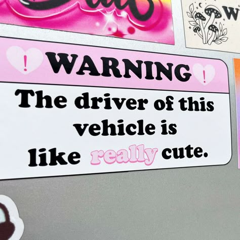 Stickers For Back Of Car, Pink Bumper Stickers, Aesthetic Bumper Stickers, Bumper Stickers Aesthetic, Bumper Sticker Aesthetic, Cute Bumper Stickers, Cute Car Stickers, Funny Car Stickers, Car Sticker Ideas