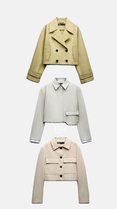 Jackets, Zara, Fashion, Cream Crop Trench Coat, Cropped Trench Coat, Cream Jacket, Trench Coats Women, Crop Jacket, New Fashion, Coats For Women, Trench Coat, Zara