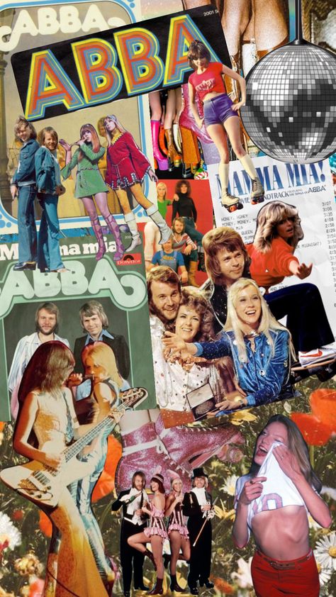 Abba Posters Aesthetic, Abba Background, Abba Collage, Abba Lockscreen, Abba Aesthetic Wallpaper, Abba Aesthetic Vintage, Abba Birthday Party Ideas, Abba Wallpaper, Abba Poster