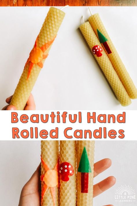 Rolled Beeswax Candles That Kids Will Love! • Little Pine Learners Beeswax Crafts, Beeswax Sheet Candles, Rolled Beeswax Candles, Rolled Candles, Beeswax Candles Diy, Kids Candles, Candle Drawing, Candle Dipping, Arte Aesthetic