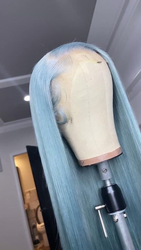 Icy Blue Wig, Blue Hair Natural, Icy Blue Hair, Blue Lace Front Wig, Teen Swag, Frontal Wig Hairstyles, Wig Colors, Creative Hair Color, Dyed Hair Inspiration