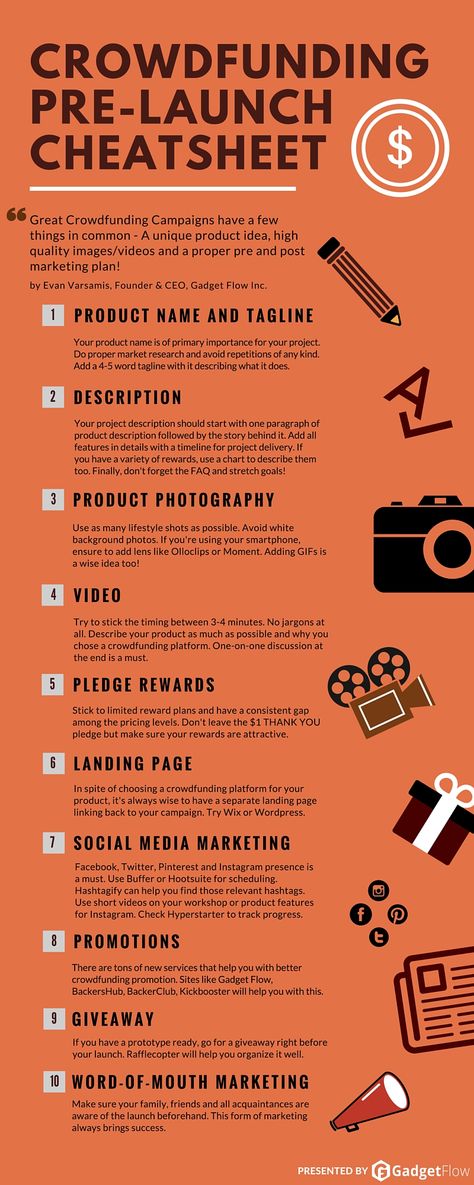 Best #Cheatsheet To Refer Before Launching a #Crowdfunding Campaign! #infographic Crowdfunding Campaign Design, Pre Launch Campaign Ideas, Kickstarter Campaign Design, Launch Campaign Ideas, Product Launch Campaign, Marketing Campaign Ideas, Business Learning, Capital Campaign, Brand Launch